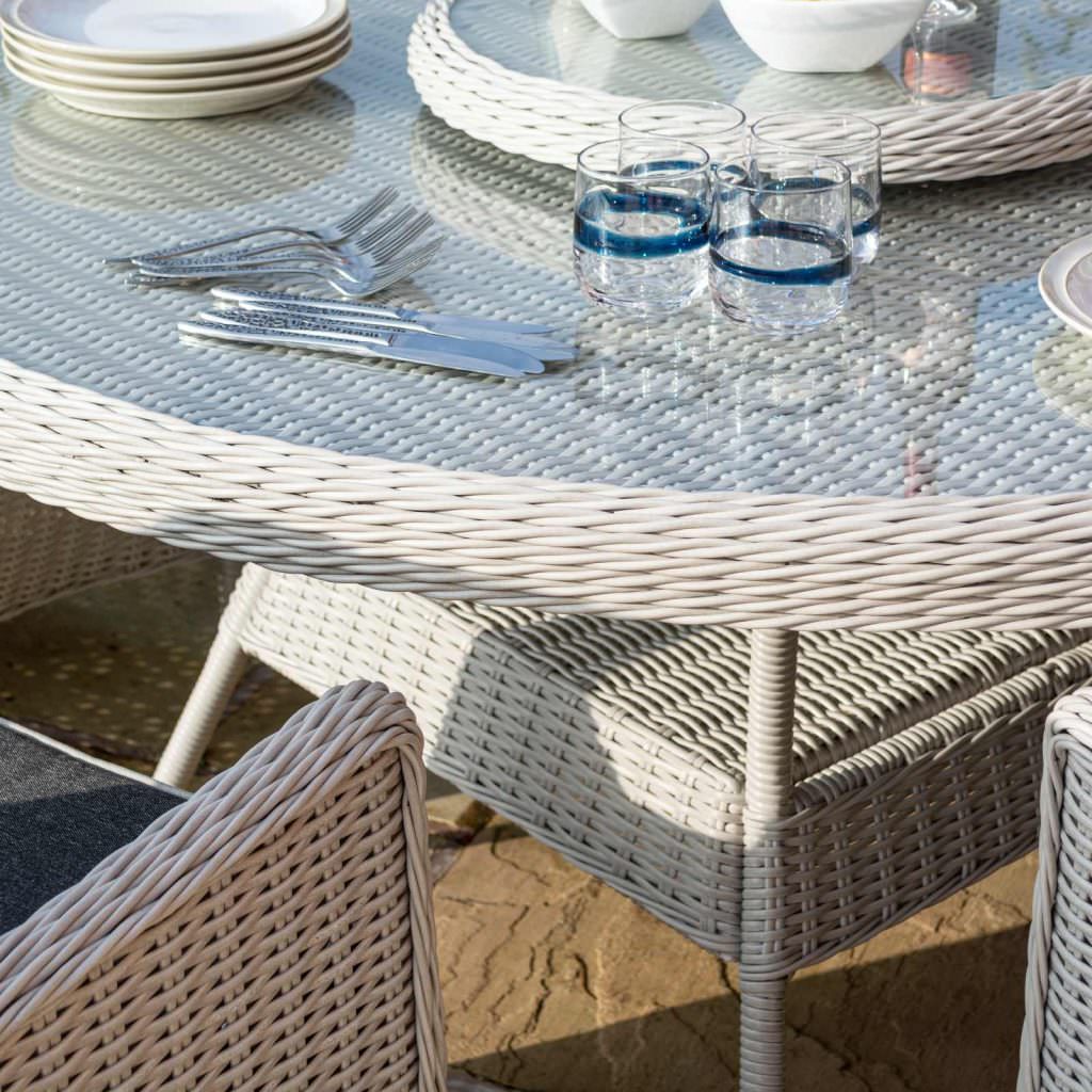 Prestbury 6 Seater Dining Set Putty Grey Outdoor Luxury Garden Patio Furniture - Image 7