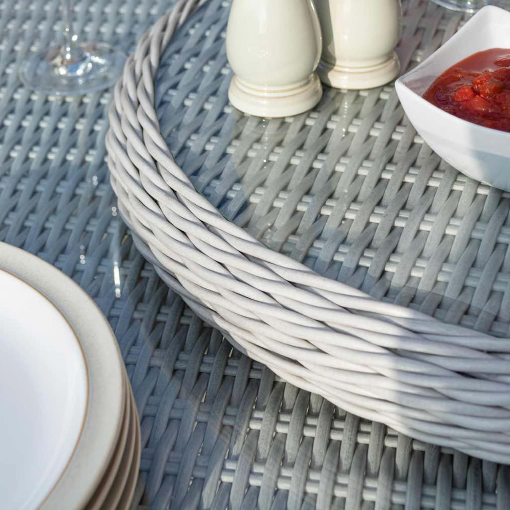 Prestbury 6 Seater Dining Set Putty Grey Outdoor Luxury Garden Patio Furniture - Image 5