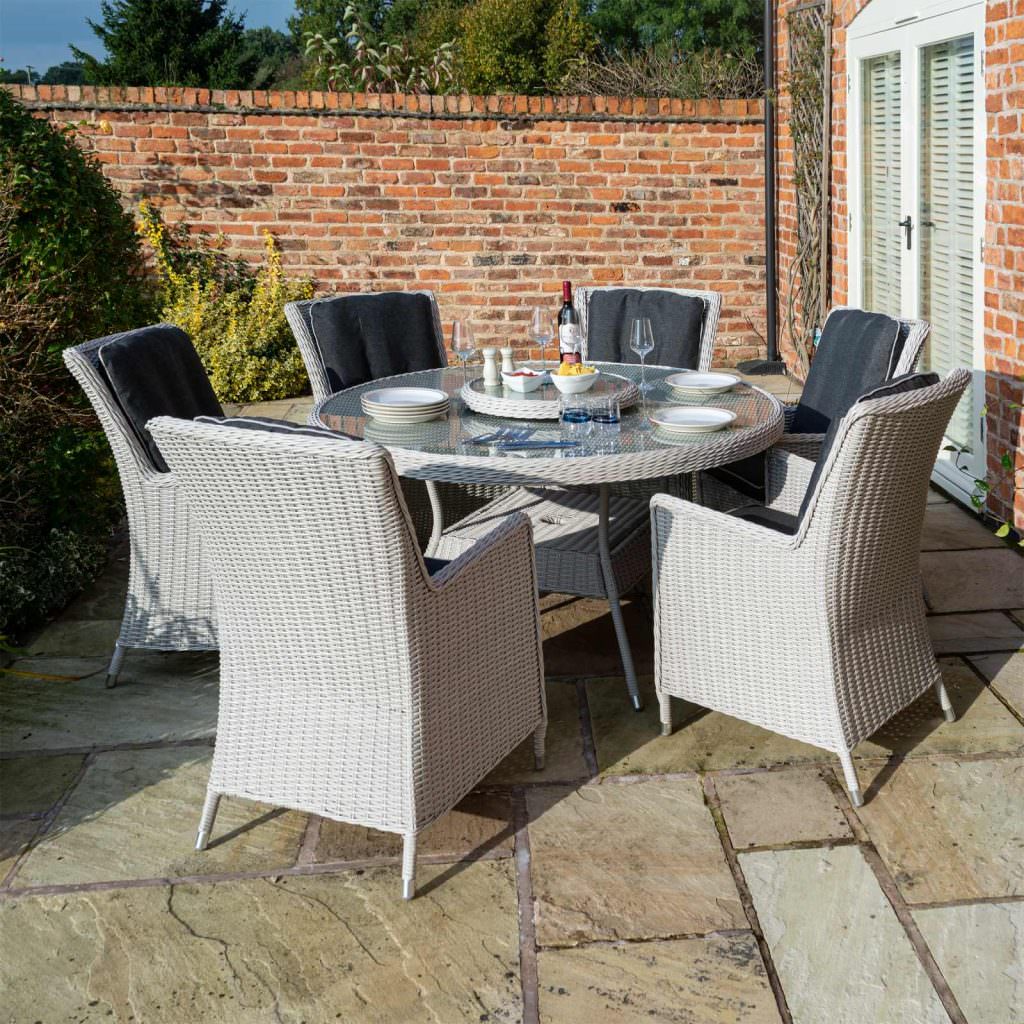 Prestbury 6 Seater Dining Set Putty Grey Outdoor Luxury Garden Patio Furniture - Image 2