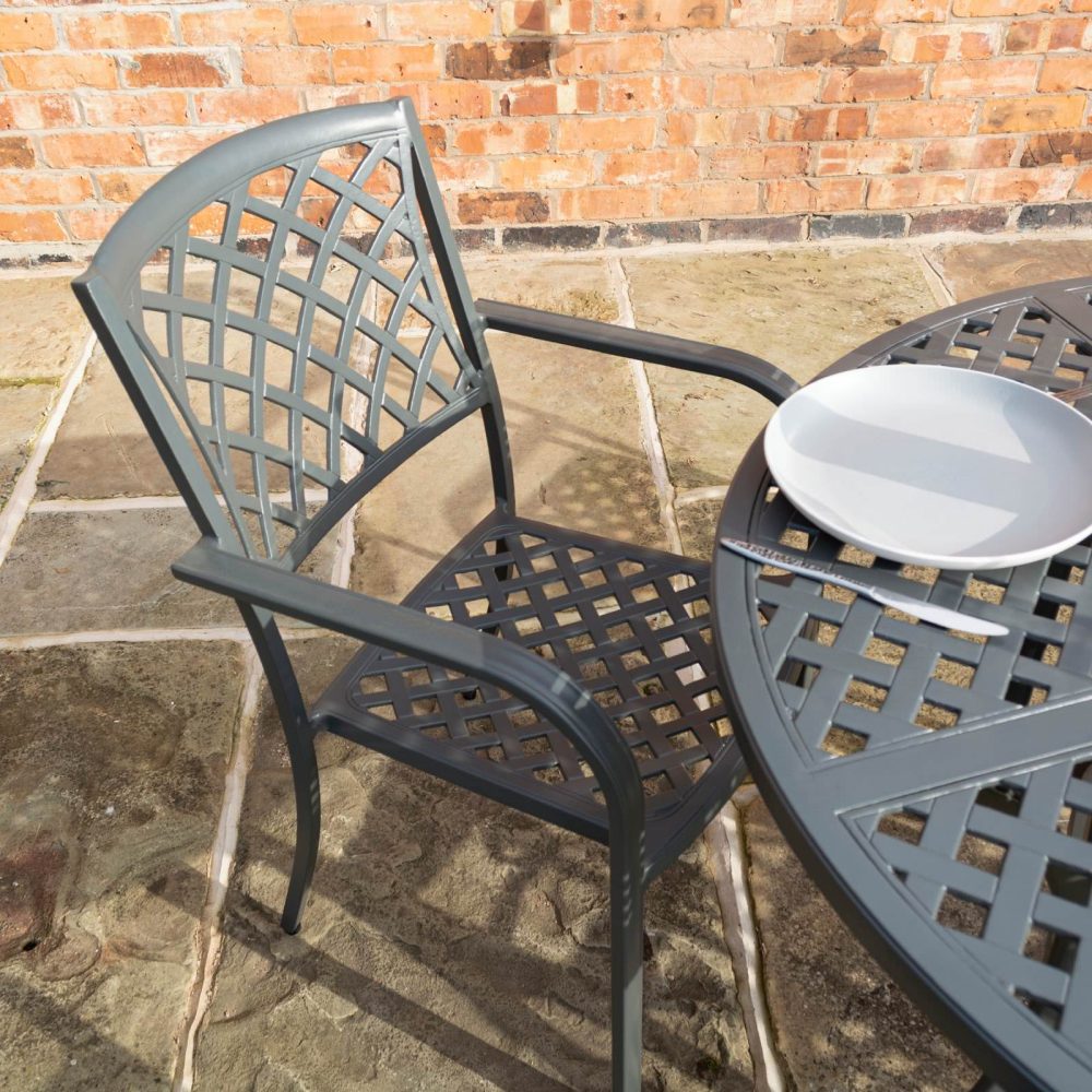Vienna Aluminium 4 Seater Dining Set Outdoor Furniture Steel Decor Table & Chair - Image 2