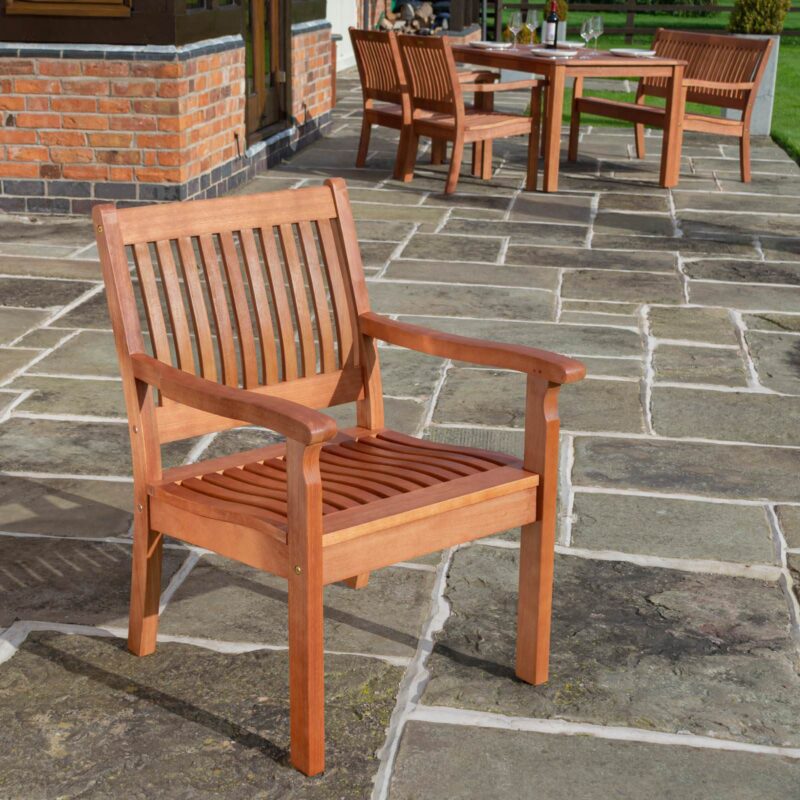 Willington Armchair Solid Wooden Stained Garden Patio Outdoor Seating