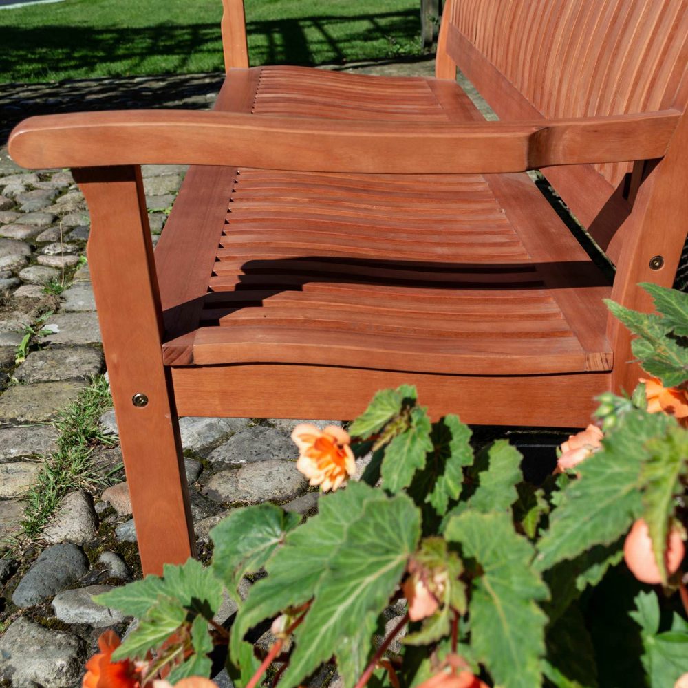 Willington 1.5m Bench Wooden Stained Garden Patio 3 Person Summer Outdoor Seat - Image 4