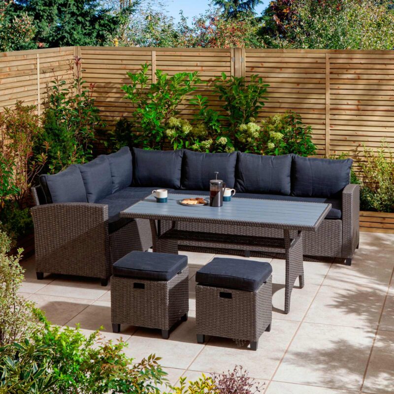 Albany Dark Grey Corner Dining Set Outdoor Luxury Garden Furniture