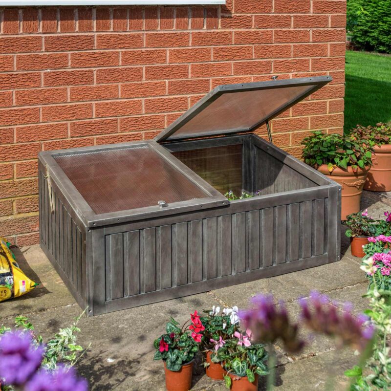 Alderley Timber Cold Frame Garden UV-Protected Adjustable Vents Lacquer Finish