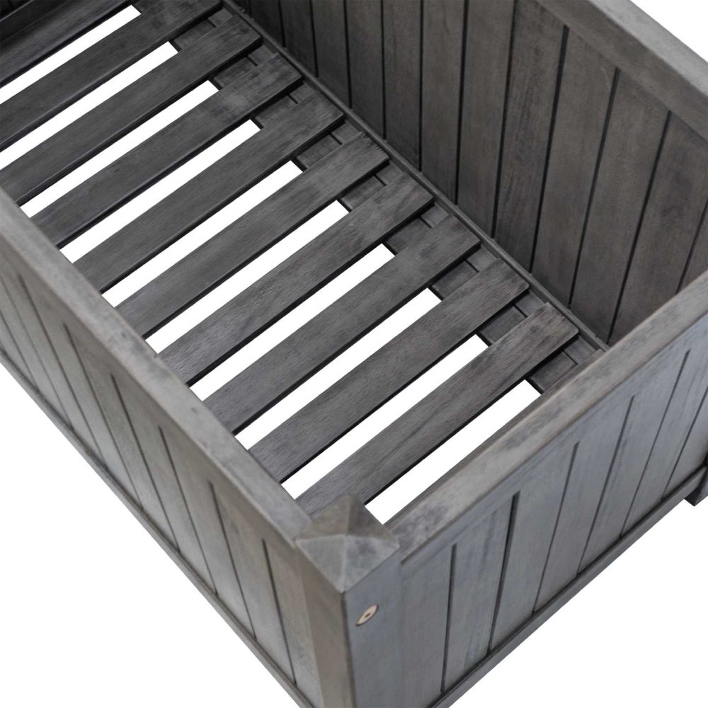 Alderley Outdoor Heavy Duty Wooden Grey Garden & Patio Rectangular Planter - Image 4