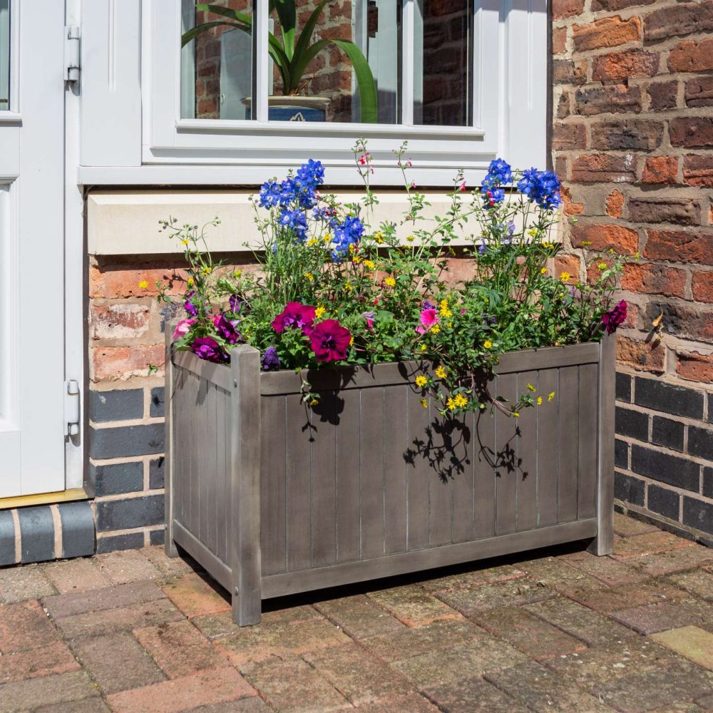 Alderley Outdoor Heavy Duty Wooden Grey Garden & Patio Rectangular Planter - Image 5