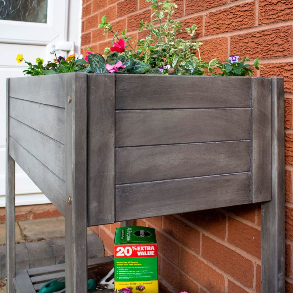Alderley Outdoor Wooden Raised Garden Patio Planter Decorative Flower Bed Shelf - Image 3