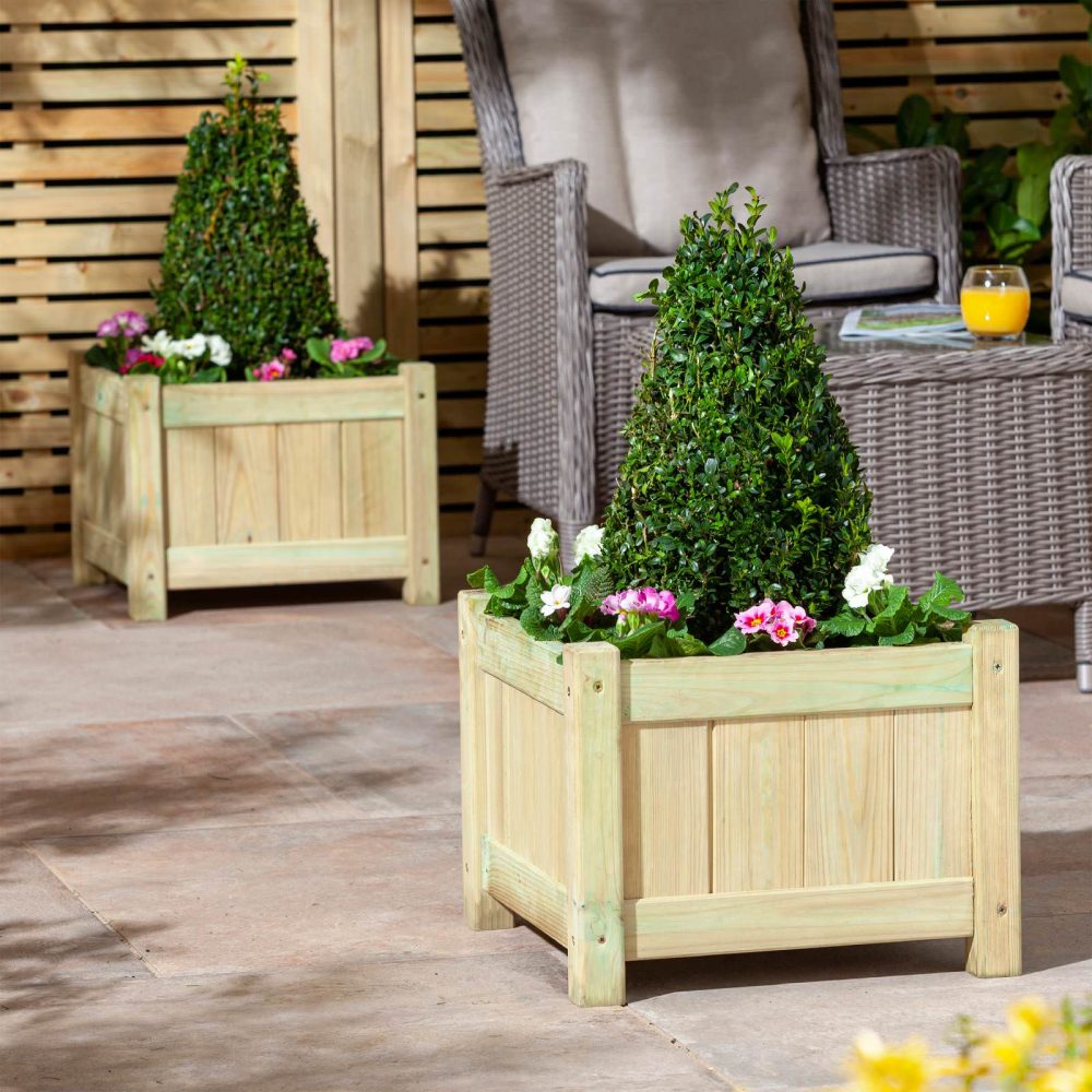 Aston Planters (Pack of 2) Pressure Treated Outdoor Patio & Garden Plant Beds