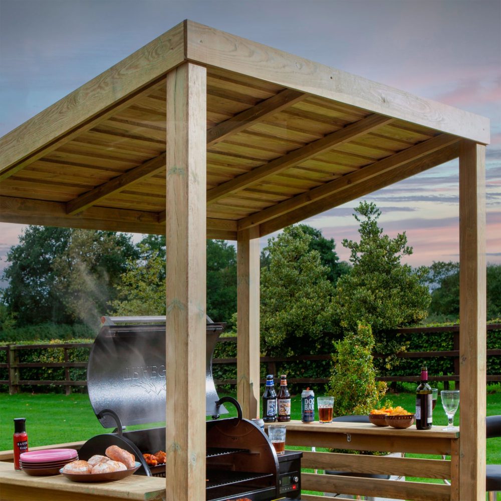 Bondi Wooden Outdoor Durable Garden Barbecue BBQ Shelter and Shade - Image 2
