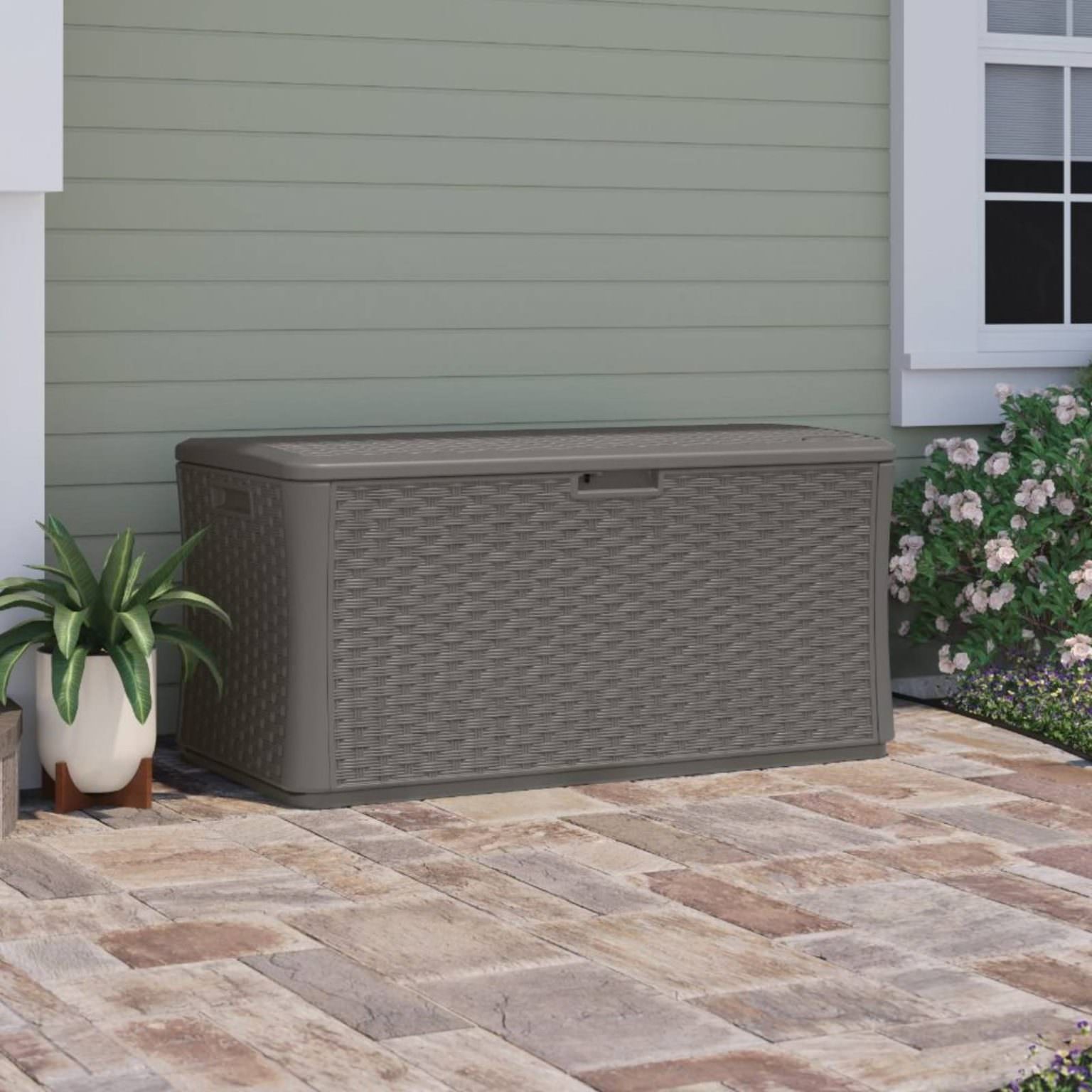 Suncast 507 Litre Stone Grey Deck Box Pure Garden Buildings