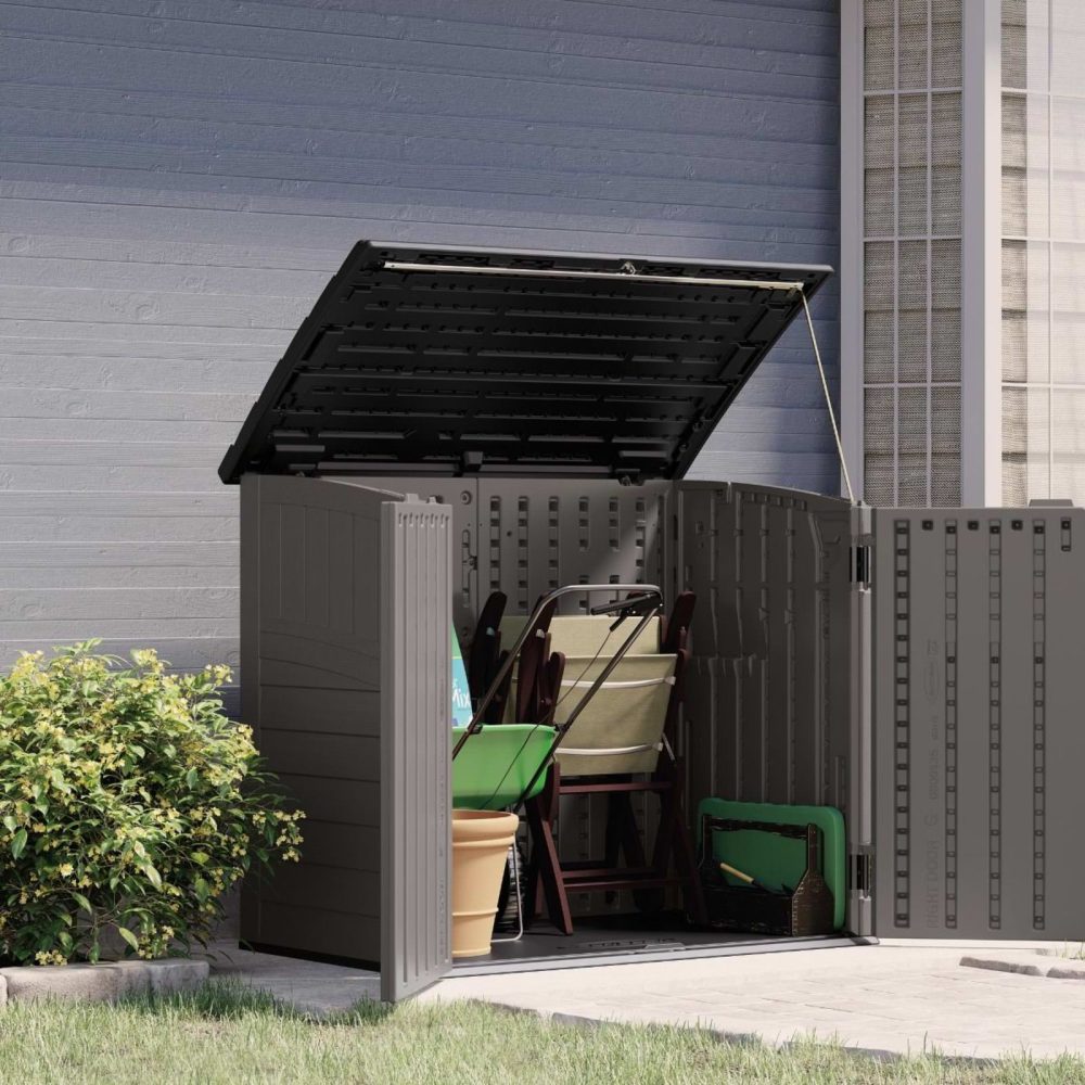 Suncast - Kensington 4ft x 3ft Stone Grey Plastic Heavy Duty Garden Storage - Image 4