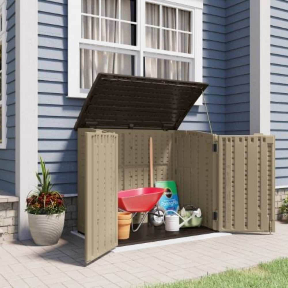 Suncast Horizontal Shed Plastic Garden Storage Heavy Duty Garden Storage - Image 5