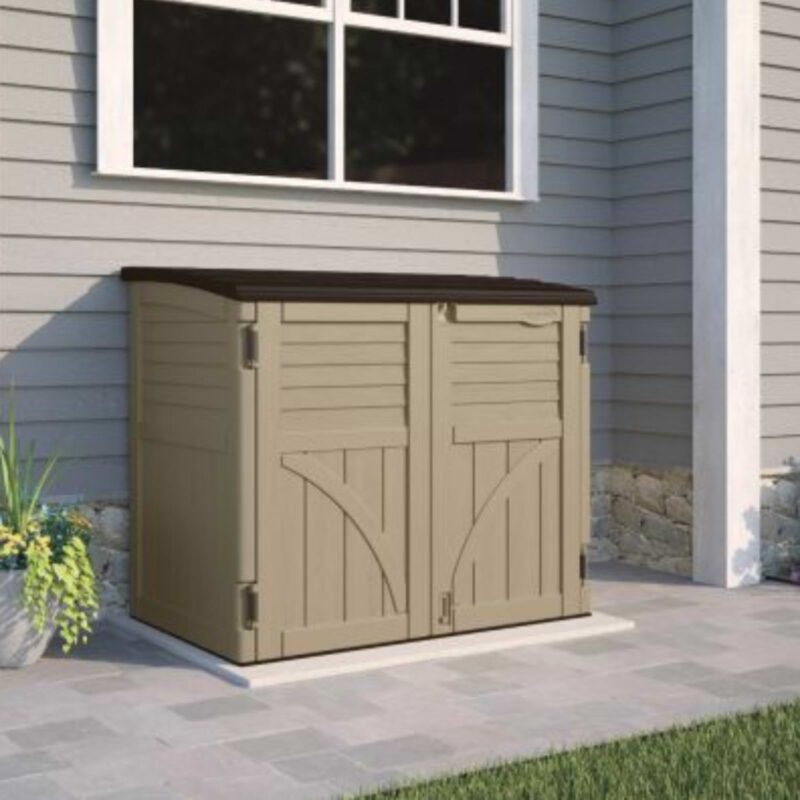 Suncast Horizontal Shed Plastic Garden Storage Heavy Duty Garden Storage