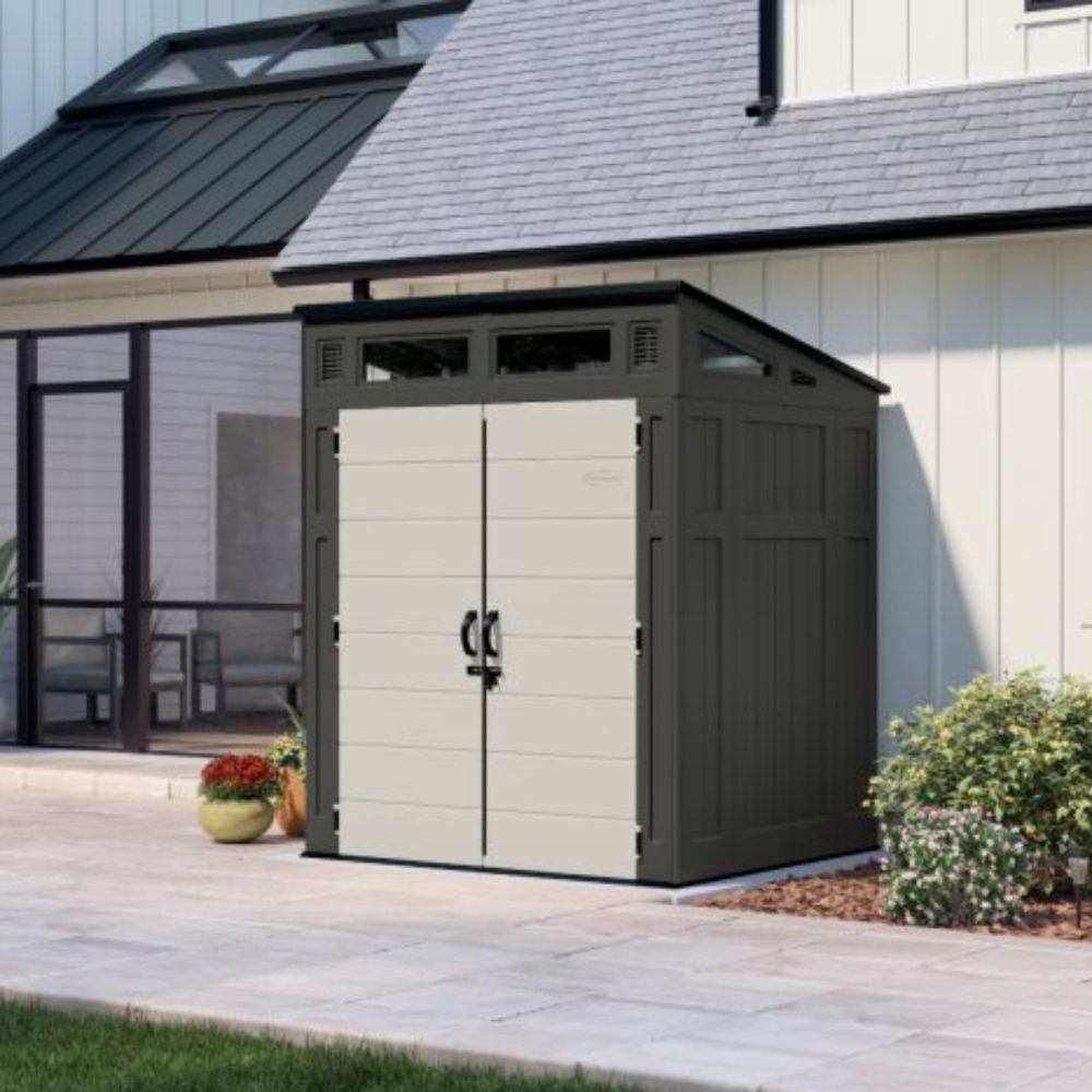 Suncast Modernist Storage Shed 6 ft. x 5 ft. Durable Heavy Duty Plastic Storage