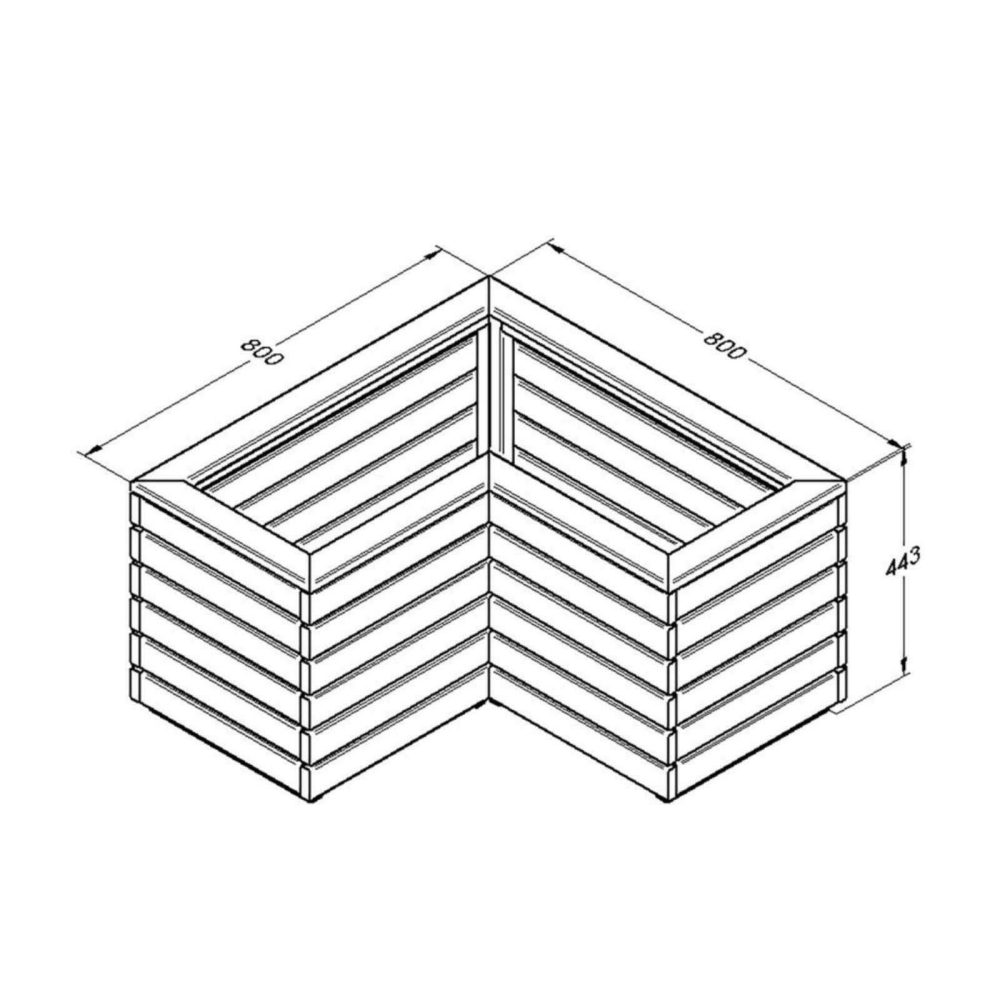 Pressure Treated Linear Corner Planter 80cm Outdoor Raised Garden Planter - Image 4