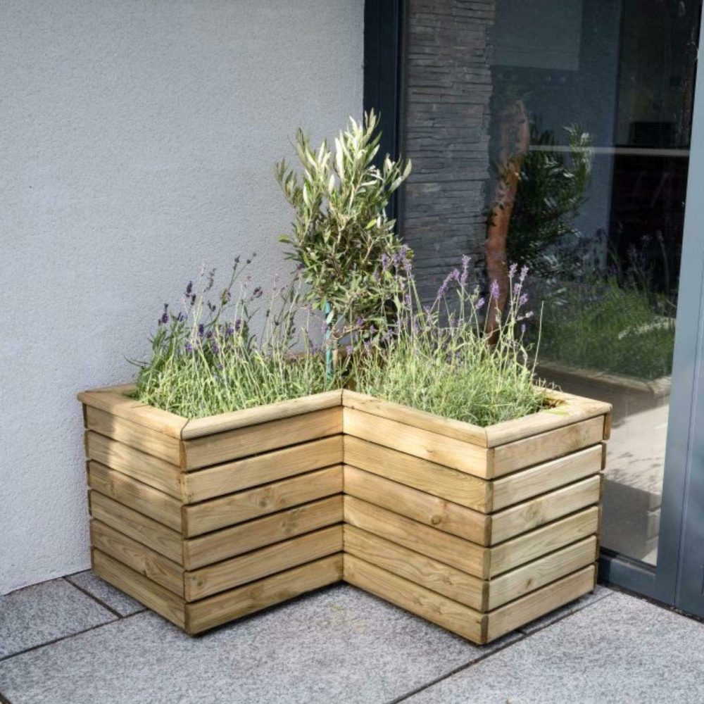 Pressure Treated Linear Corner Planter 80cm Outdoor Raised Garden Planter