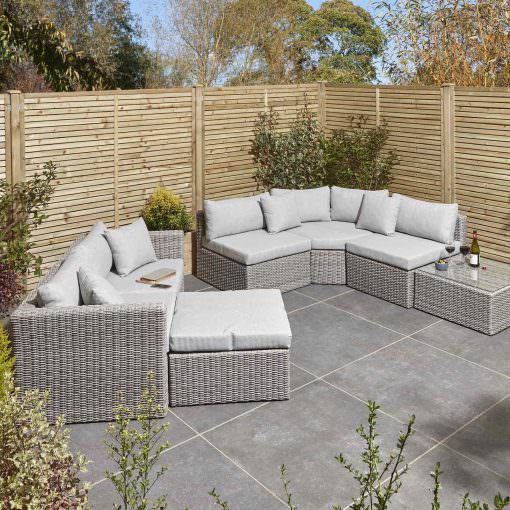 Marbella Grey Multi Function Garden Rattan Weave Patio Outdoor Lounge ...