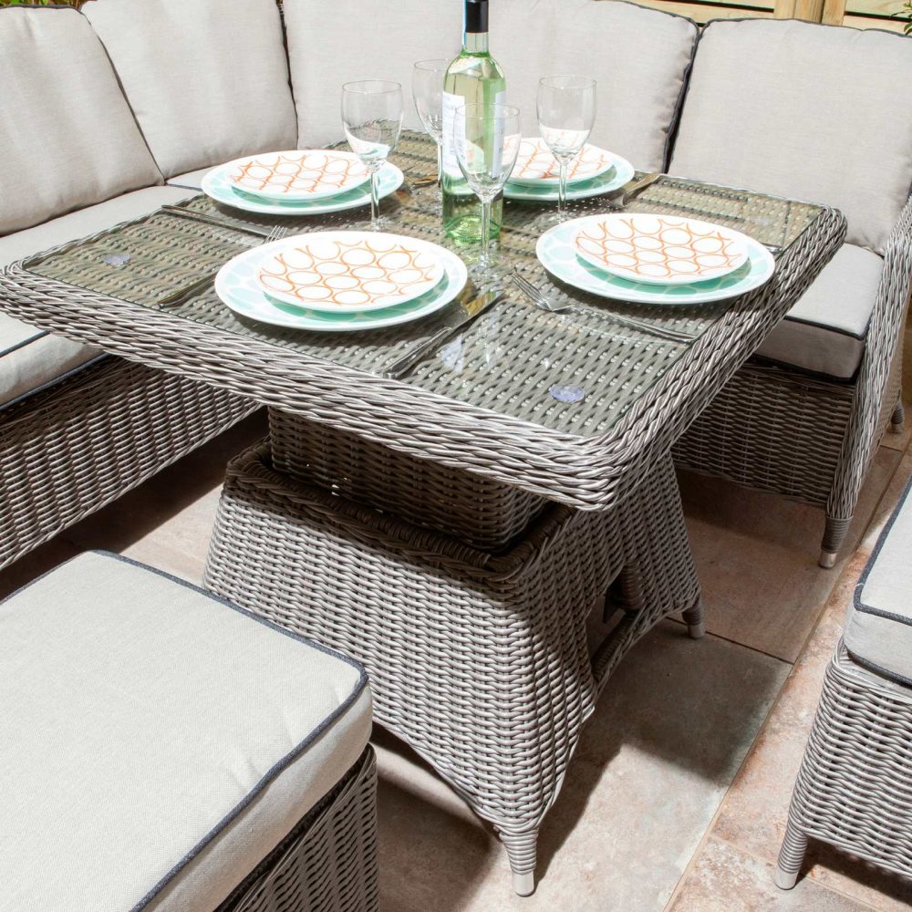 Prestbury Compact Corner Diner Set Grey Outdoor Adjustable Garden Furniture - Image 4