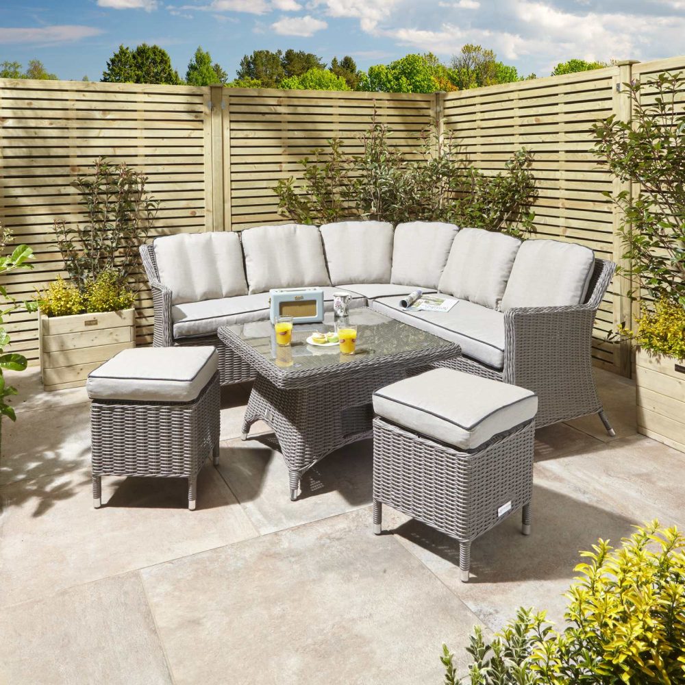 Prestbury Compact Corner Diner Set Grey Outdoor Adjustable Garden Furniture