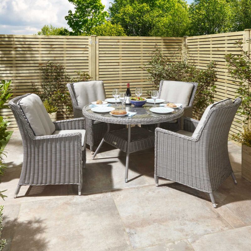 Prestbury 4 Seater Dining Set Natural Stone Garden Furniture Set Stone Grey