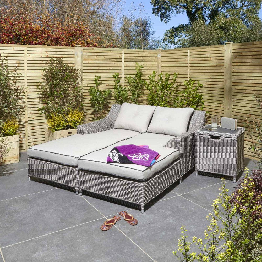 Prestbury Twin Sun Lounger Natural Stone Outdoor Garden Luxury Furniture Set - Image 2