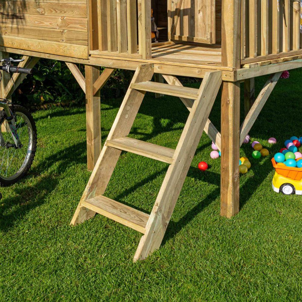 Children's High Quality Wooden High View Garden Playhouse Outdoor Cabin & Ladder - Image 3