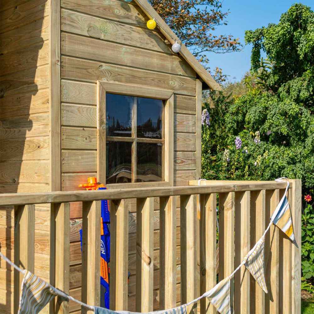 Children's High Quality Wooden High View Garden Playhouse Outdoor Cabin & Ladder - Image 4