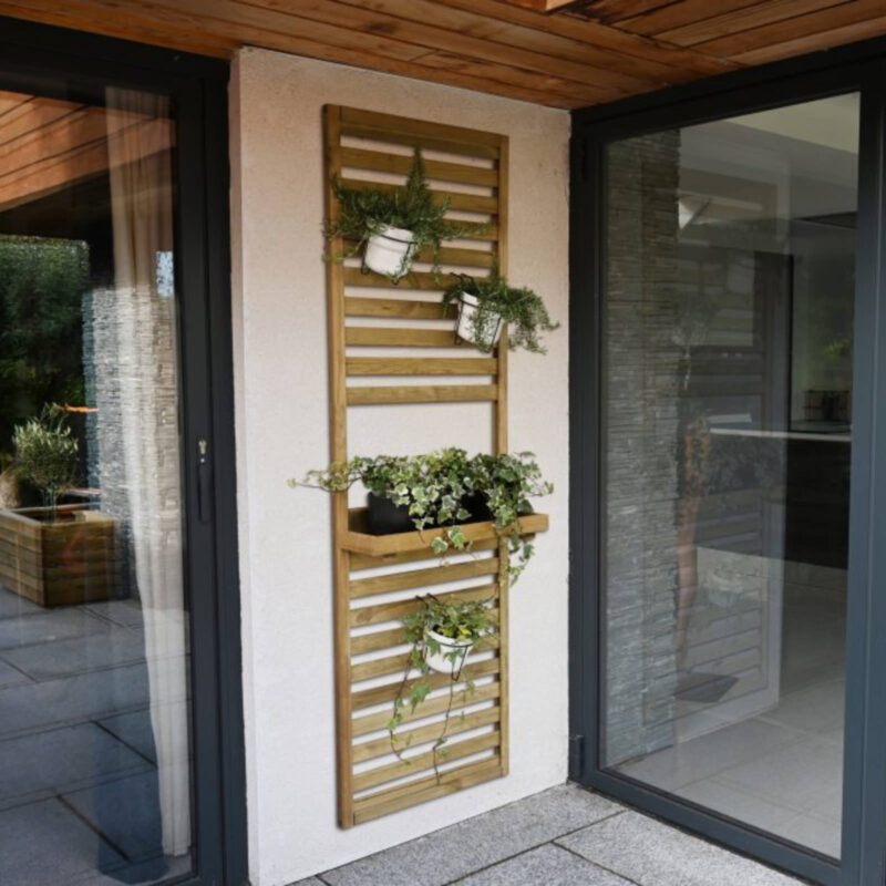 Forest Garden Slatted Wall Planter 1 Shelf - 8x2 Pressure Treated Outdoor Garden Planter