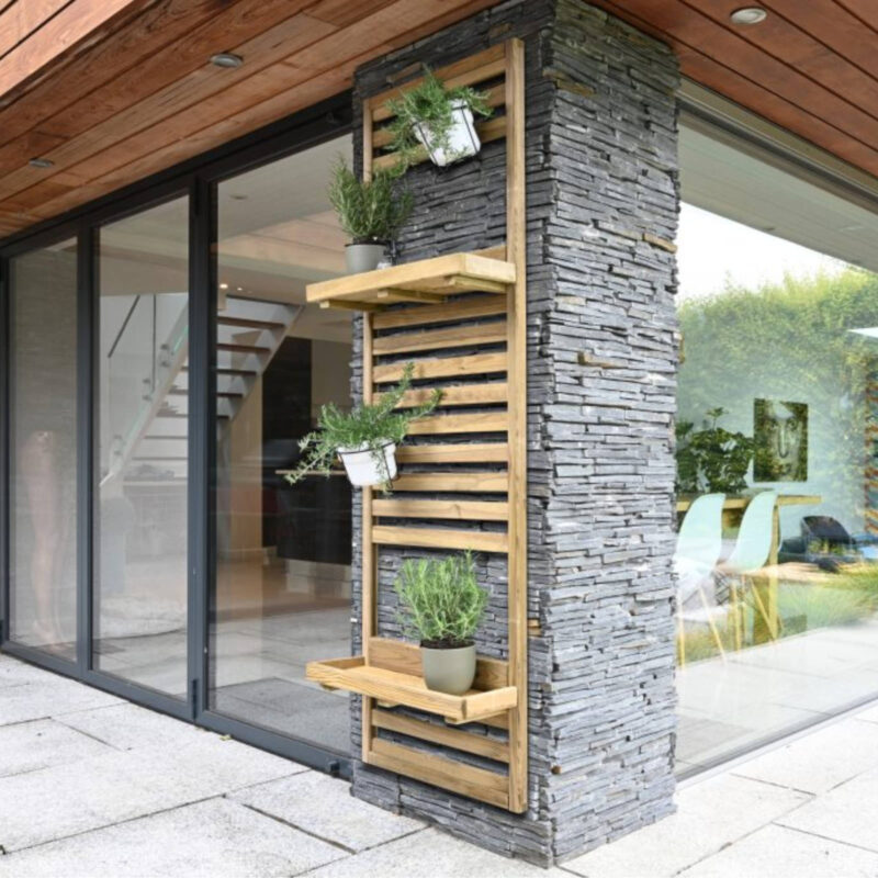 Forest Garden Slatted Wall Planter 2 Shelf  8x2 Pressure Treated Outdoor Garden Planter