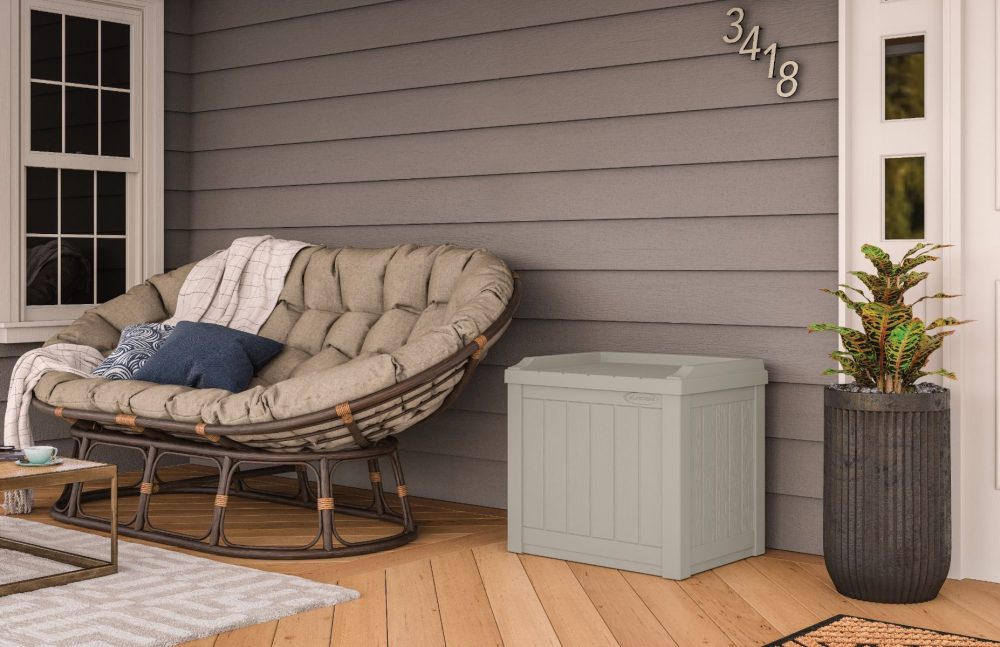 Suncast 22 Gallon Small Deck Box with Storage Seat - Light Taupe