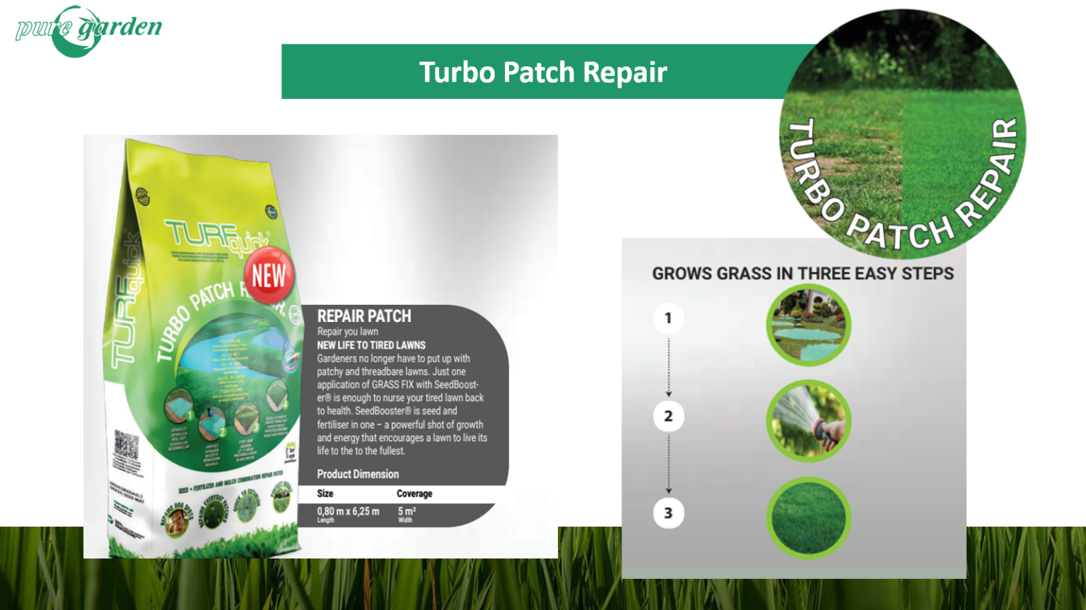 TURFquick Turf Grass Seed Mat Sample 80cm x 50cm Dense Soft