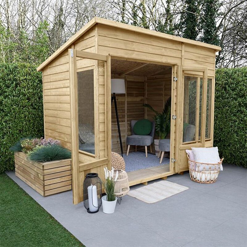 Oakley Overlap Pent Summerhouse 8x6 - Garden Building Room Studio Office