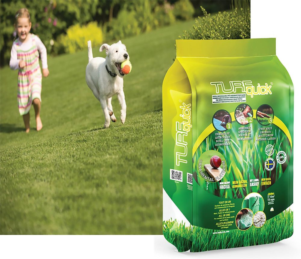Turf Ornamental Dense Soft Low Growing Lawn Grass  - Turfquick Garden Seed Biodegradable Roll Out Mat -10m2
