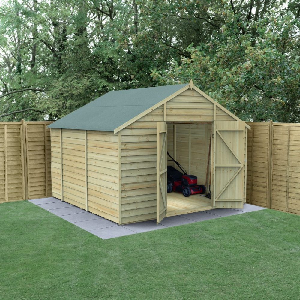 Forest 10 x 10 4Life Overlap Apex Garden Shed - No Window, Double Door - Image 2