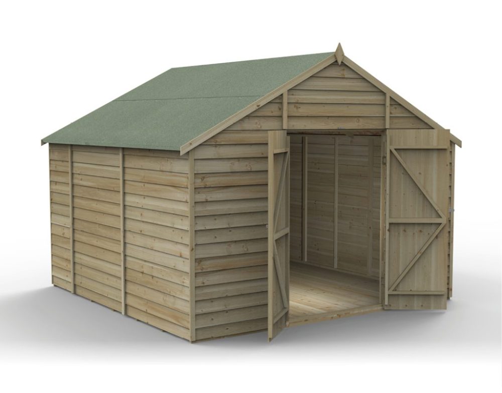 Forest 10 x 10 4Life Overlap Apex Garden Shed - No Window, Double Door - Image 18