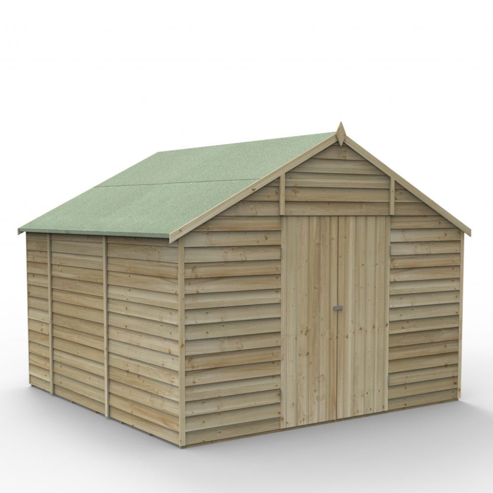 Forest 10 x 10 4Life Overlap Apex Garden Shed - No Window, Double Door - Image 16
