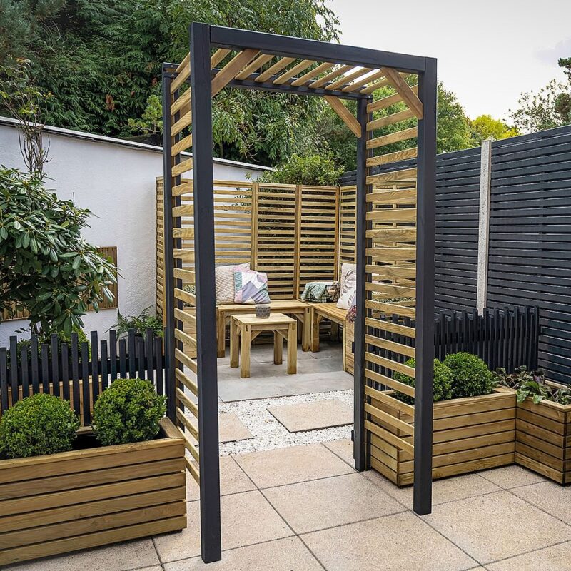 Contemporary Slatted Garden Arch