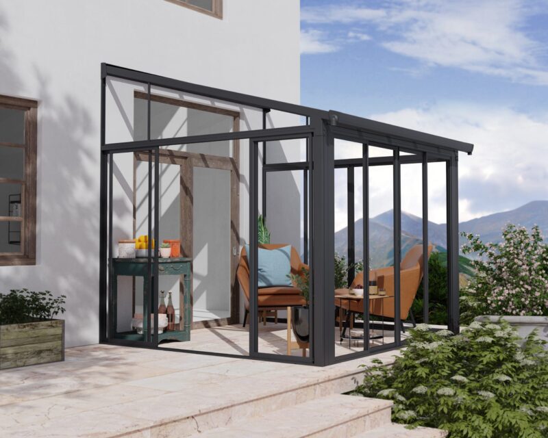 Sanremo 10 ft. x 10 ft. Solarium Kit - Grey Structure & Hybrid Panels