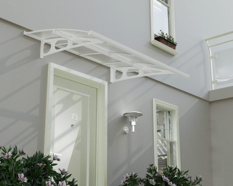 Bordeaux 5 ft. x 7 ft. Door Awning Kit - White Structure & Twin Wall Panels