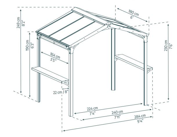 Austin 6 ft. x 8 ft. Grill Gazebo Kit – Grey Structure – Pure Garden ...