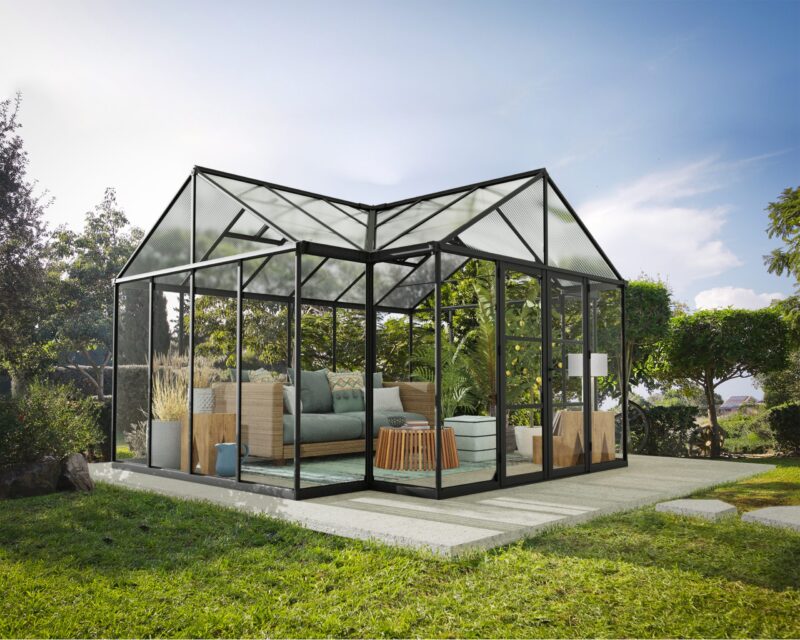 Triomphe Greenhouse Kit - Black Structure & Clear Panels