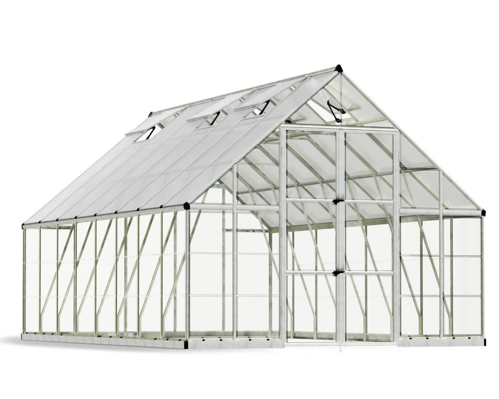 Balance 10 ft. x 16 ft. Greenhouse Kit - Silver Structure & Hybrid Panels - Image 2