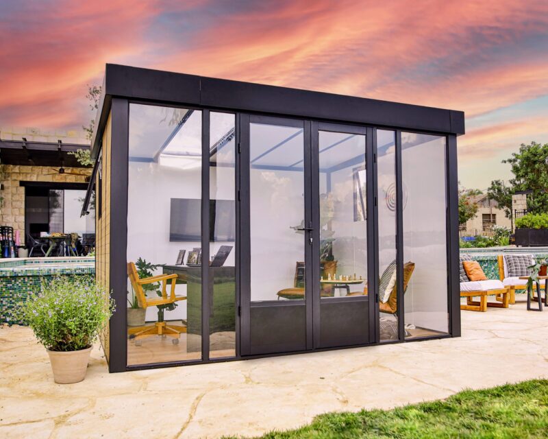 Copenhagen 10 ft. x 12 ft. Garden Office Kit - Black Structure & Clear Glazing