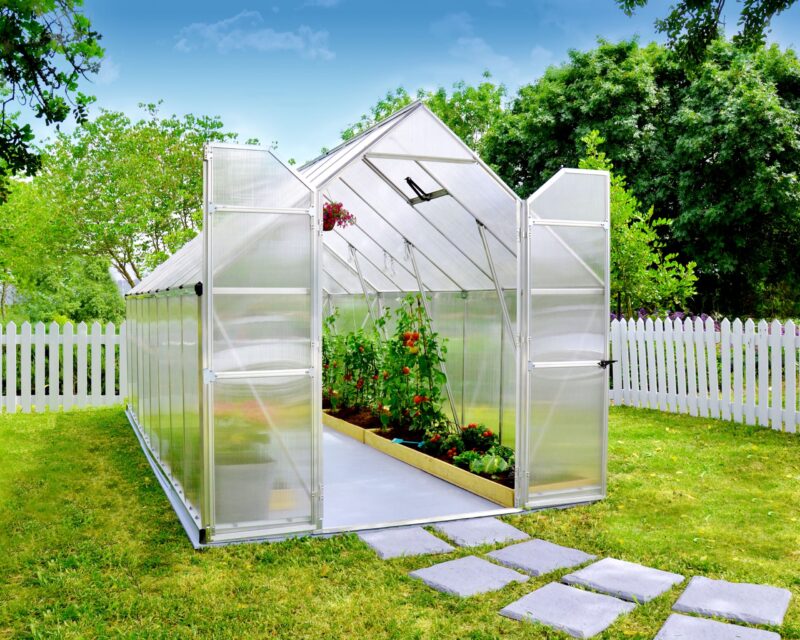 Essence 8 ft. x 16 ft. Greenhouse Kit - Silver Structure & Twin Wall Panels