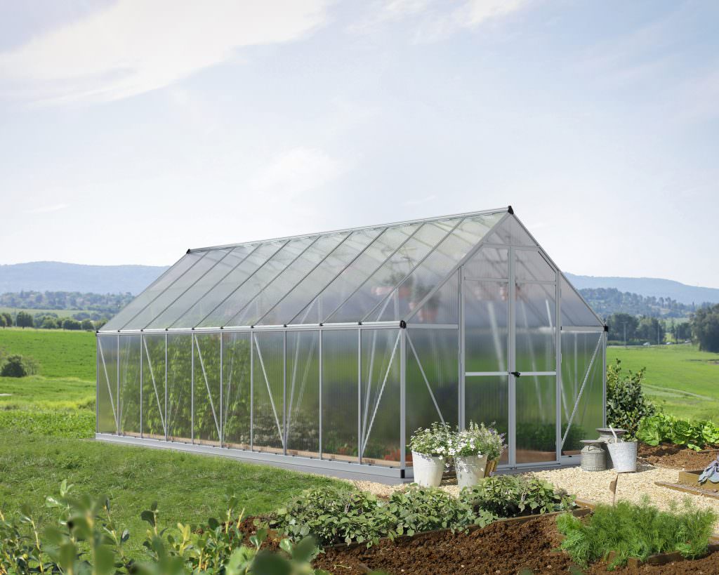 Essence 8 ft. x 20 ft. Greenhouse Kit - Silver Structure & Twin Wall Panels