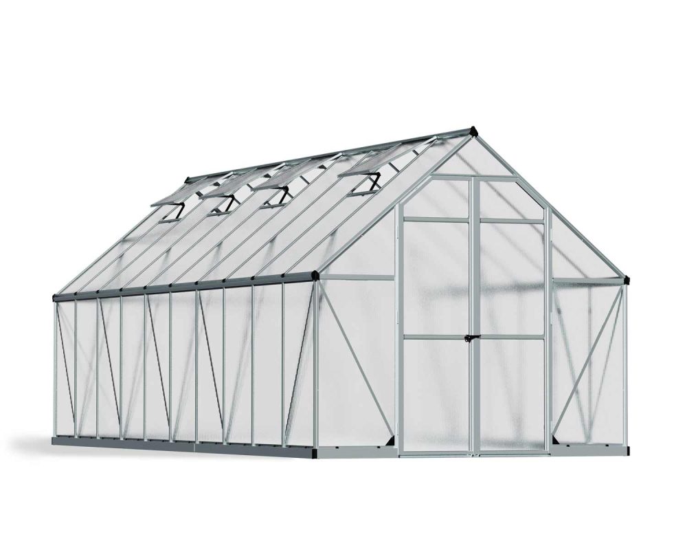 Essence 8 ft. x 20 ft. Greenhouse Kit - Silver Structure & Twin Wall Panels - Image 2