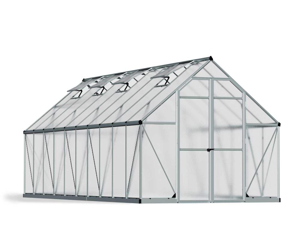 Essence 8 ft. x 20 ft. Greenhouse Kit - Silver Structure & Twin Wall Panels - Image 2