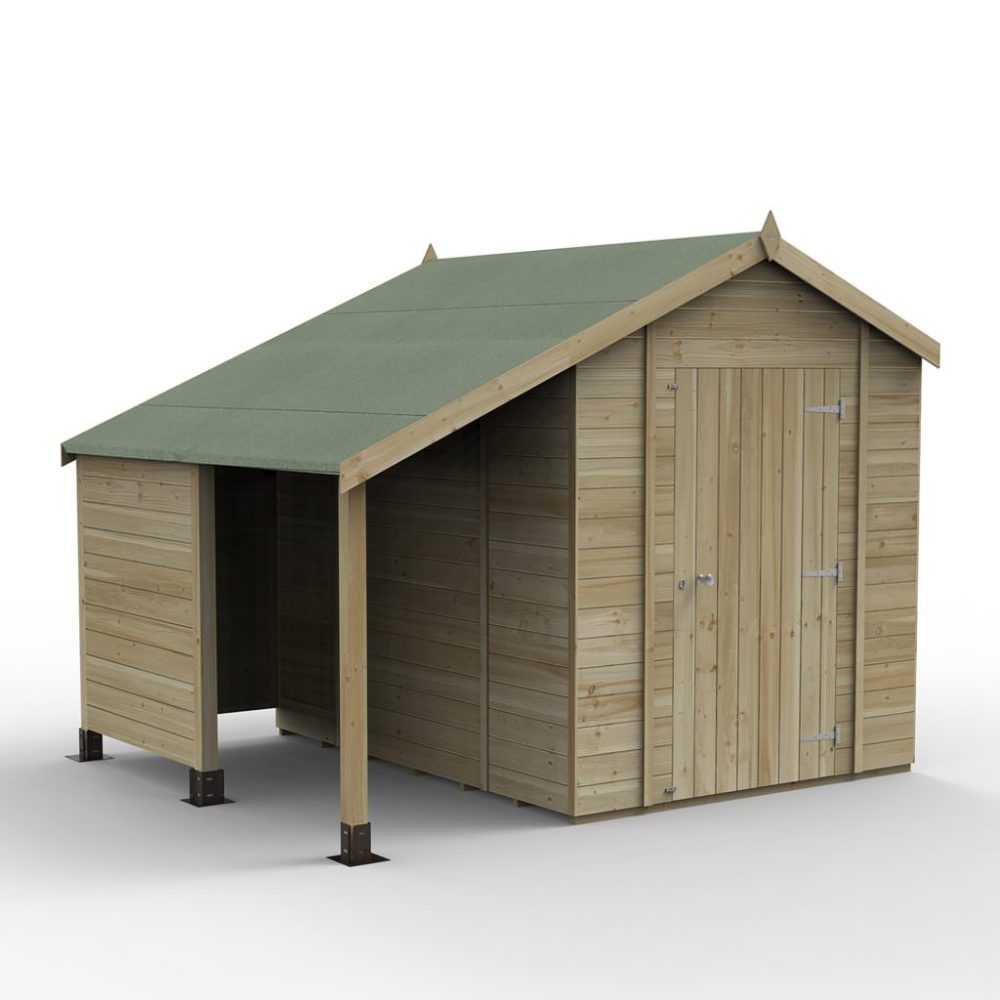 Timberdale 8 x 6 Apex Wooden Garden Shed - with Log Store - Image 2