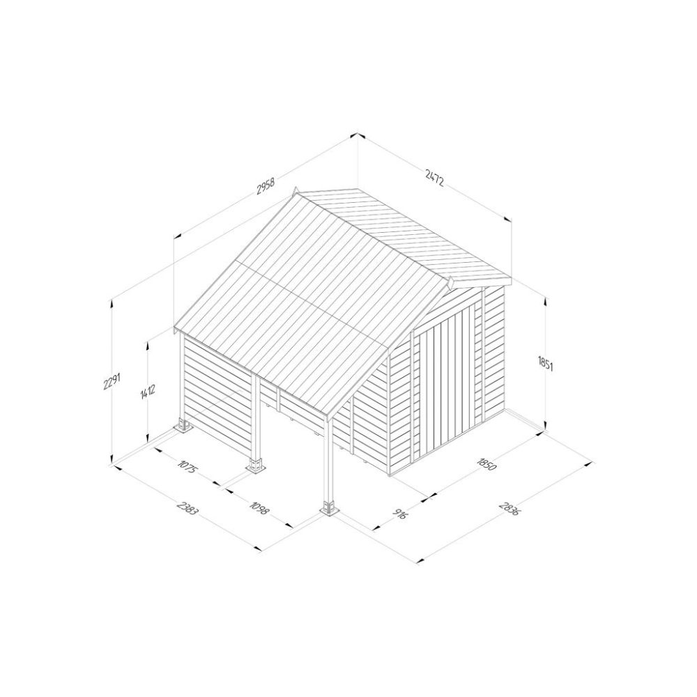 Timberdale 8 x 6 Apex Wooden Garden Shed - with Log Store - Image 3