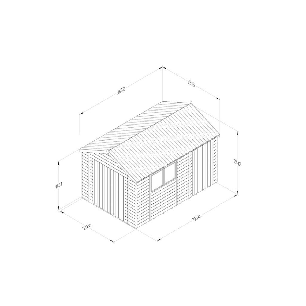 Timberdale 12 x 8 Reverse Apex Garden Shed - Double Door, Combo - Image 3